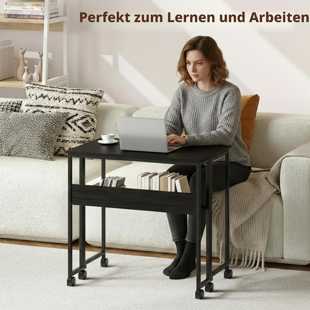 Garvee Klapptisch mit Rollen, 80x50x75 cm (Gesamthöhe), 31.5 Zoll Arbeitsplatz Tisch aus Sperrholz &amp;