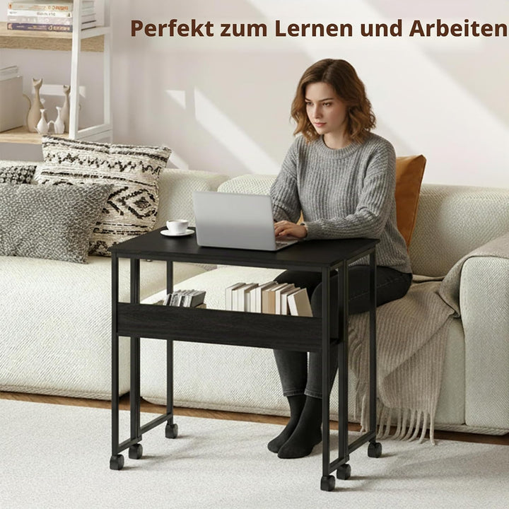 Garvee Klapptisch mit Rollen, 80x50x75 cm (Gesamthöhe), 31.5 Zoll Arbeitsplatz Tisch aus Sperrholz &amp;