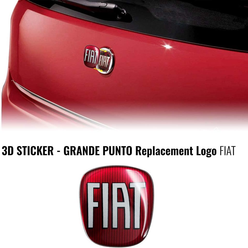 AMS 32015 Aufkleber FIAT 3D Ersatzteil Logo vorne + hinten für Grande Punto, rot