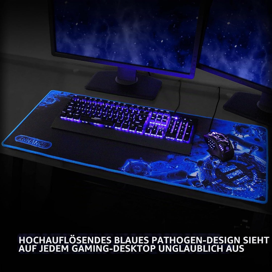 ENHANCE GX-MP2 Extended Gaming Mauspad - XXL Mauspad (80 x 35 cm) Mehrfarbig (Blau/Schwarz), Mehrfar