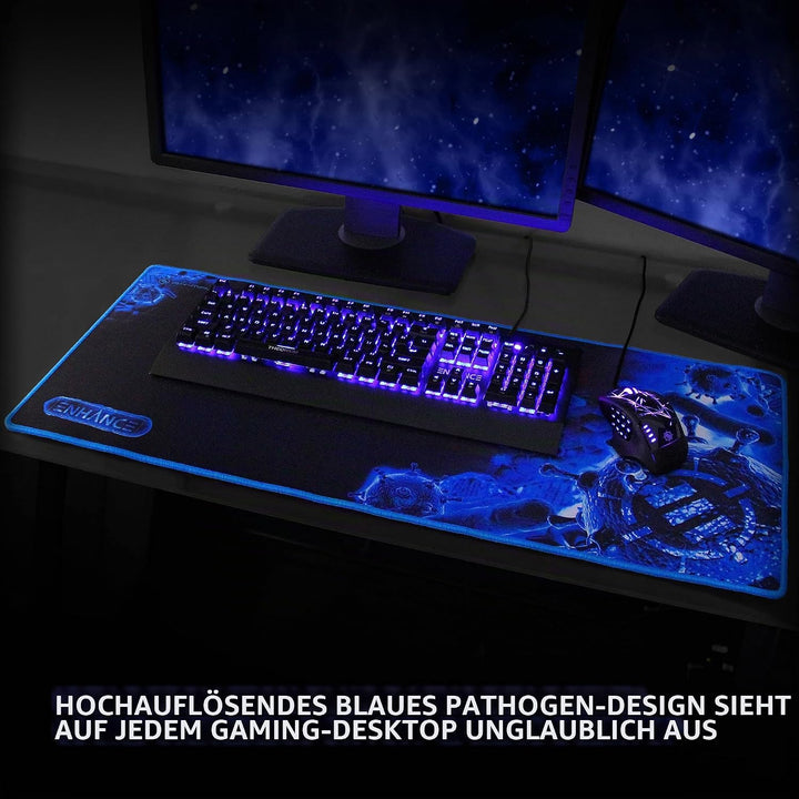 ENHANCE GX-MP2 Extended Gaming Mauspad - XXL Mauspad (80 x 35 cm) Mehrfarbig (Blau/Schwarz), Mehrfar