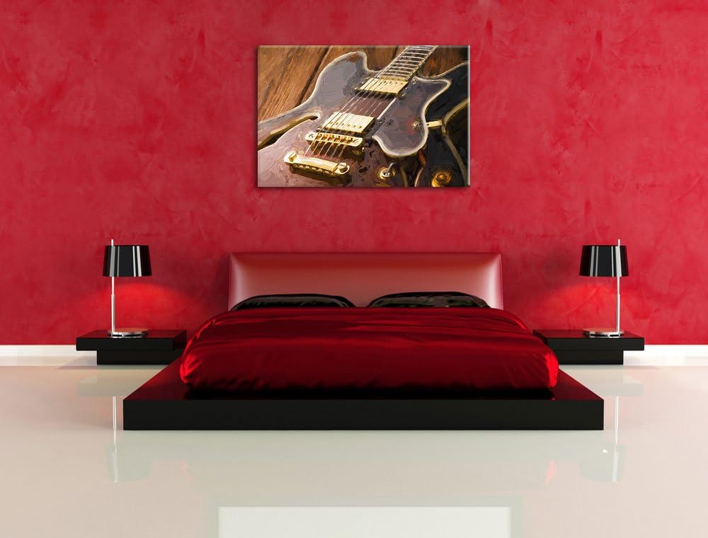 E-Gitarre Pinsel Effekt, Format: 100x70 auf Leinwand, XXL riesige Bilder fertig gerahmt mit Keilrahm