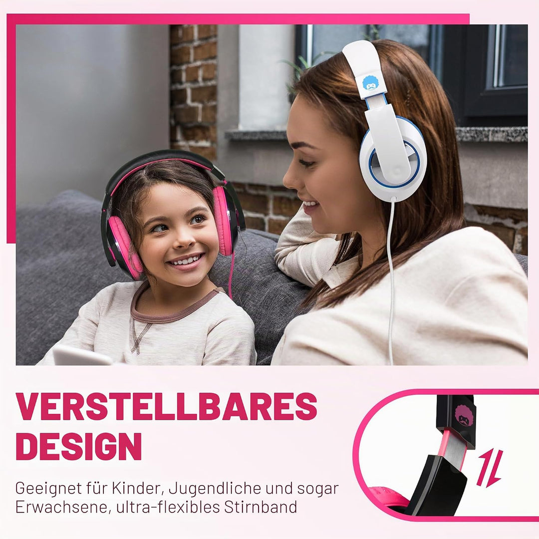 RockPapa Comfort Kinder Kopfhörer für Schule Jungen, Kopfhörer Kinder mit Kabel, Einstellbar, Stereo