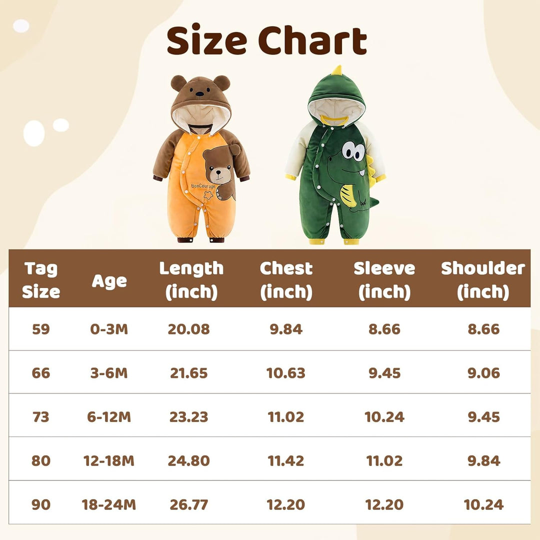 Minizone Baby Overall Mit Kapuze Footies Winter Strampler Schneeanzüge Karikatur Jumpsuit Mädchen Ju