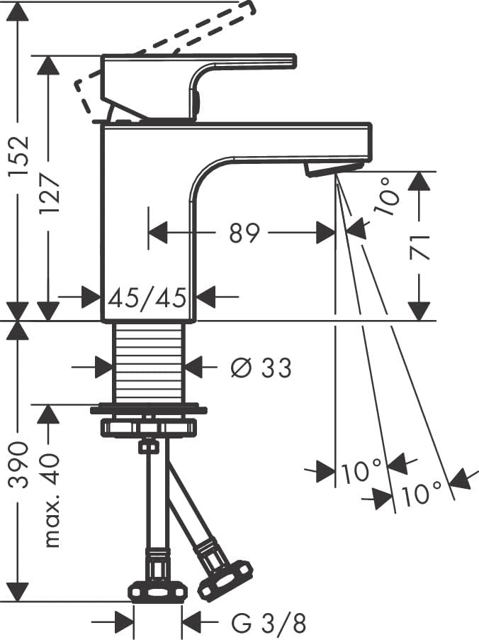 hansgrohe Vernis Shape - Waschtischarmatur ohne Ablauf, Wasserhahn Bad mit Auslauf Höhe 71 mm, Misch