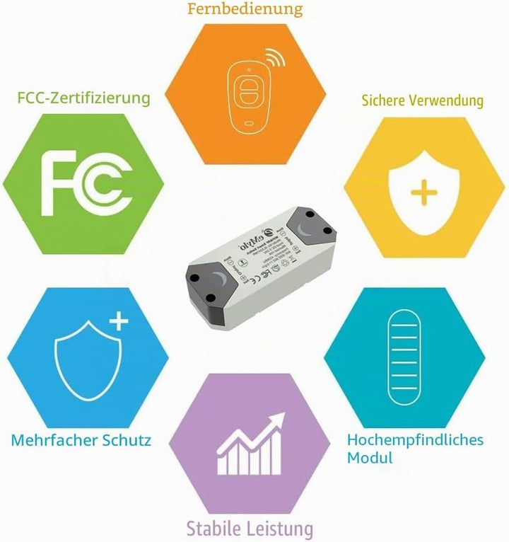 eMylo Smart Wireless RF Relay Schalter DC 12V HF Relaismodul Ein 1 Kanal Fernsteuerungsschalter 5V-2