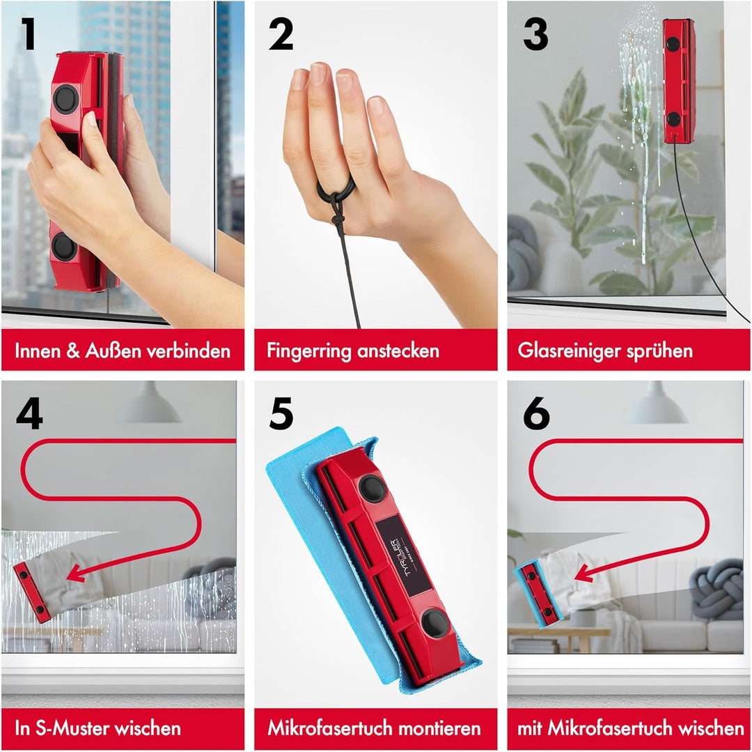 Tyroler Bright Tools Fensterreiniger Glider S-1 Magnetischer Fensterreiniger für einfach verglaste F