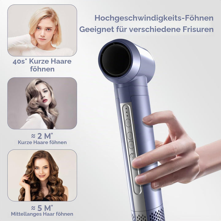 Hairstyler Set, Warmluftbürste Set, 6 in 1 Air styler, Haarstyler mit Lockenstab, 110000 RPM, Negati