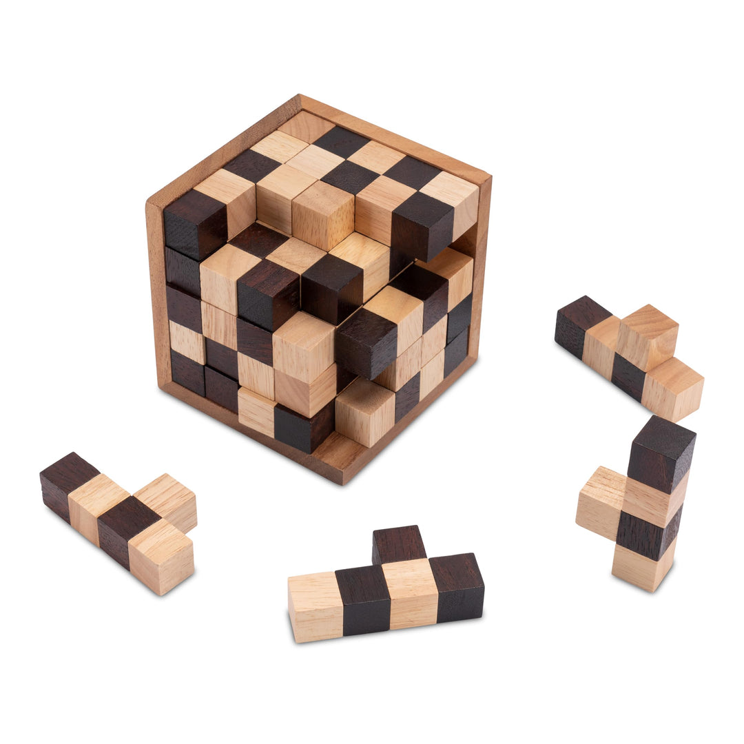 Schach-Würfel 125er Cube XL - 3D Puzzle - Denkspiel - Knobelspiel - Geduldspiel - Logikspiel im Holz