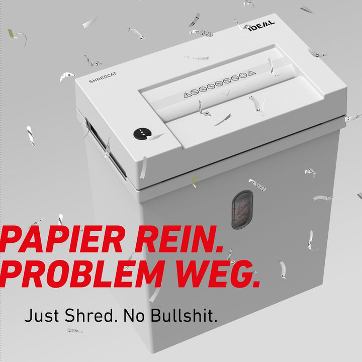 Aktenvernichter IDEAL Shredcat 8200 DataCare Edition inkl.Spezialöl & Datenschutz-E-Book,14 Blatt, P