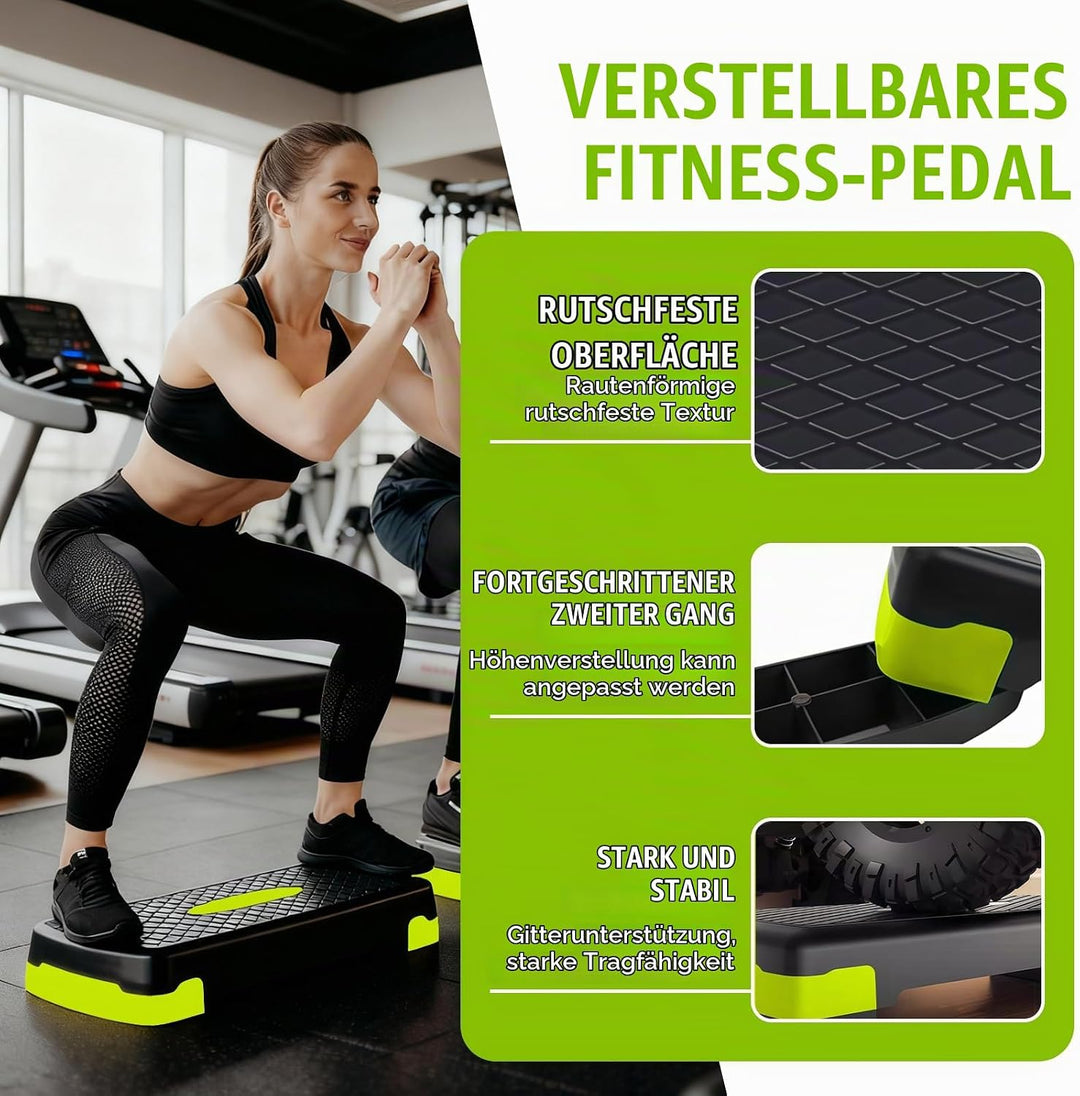 Aerobic Steppbrett,Stepper für Zuhause,Rutschfestes Trainingsgerät für Cardio, Fitness,Höhenverstell