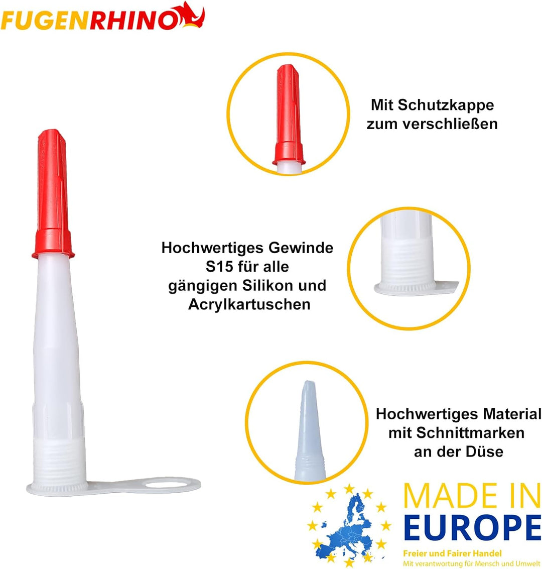 Kartuschenspitzen Silikonspitzen Silikontüllen Ersatzspitzen mit abdicht Kappe Dichtstoff Acryl und
