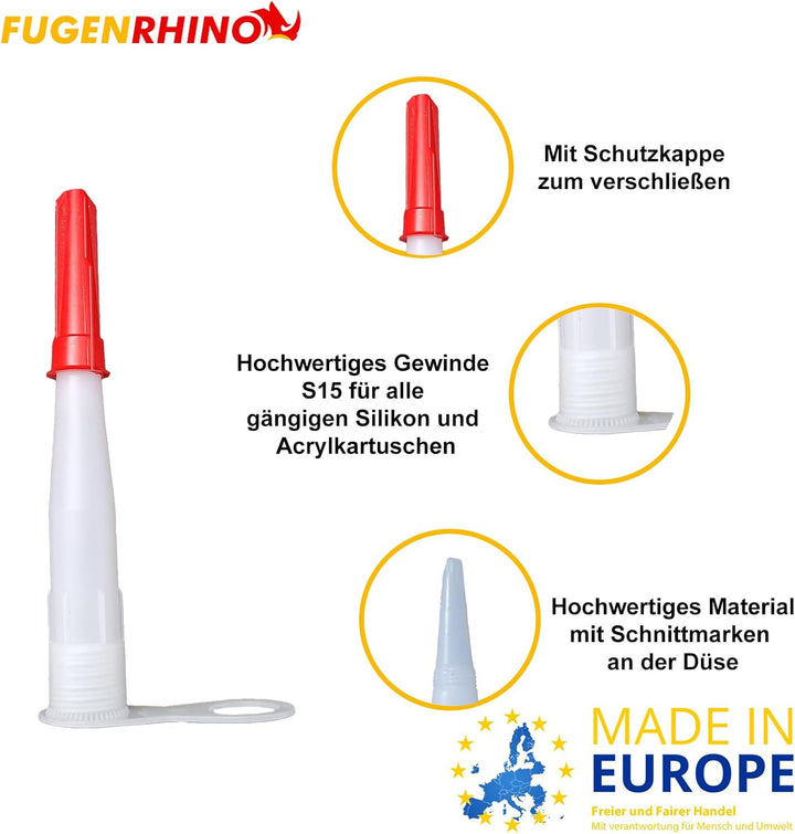 Kartuschenspitzen Silikonspitzen Silikontüllen Ersatzspitzen mit abdicht Kappe Dichtstoff Acryl und