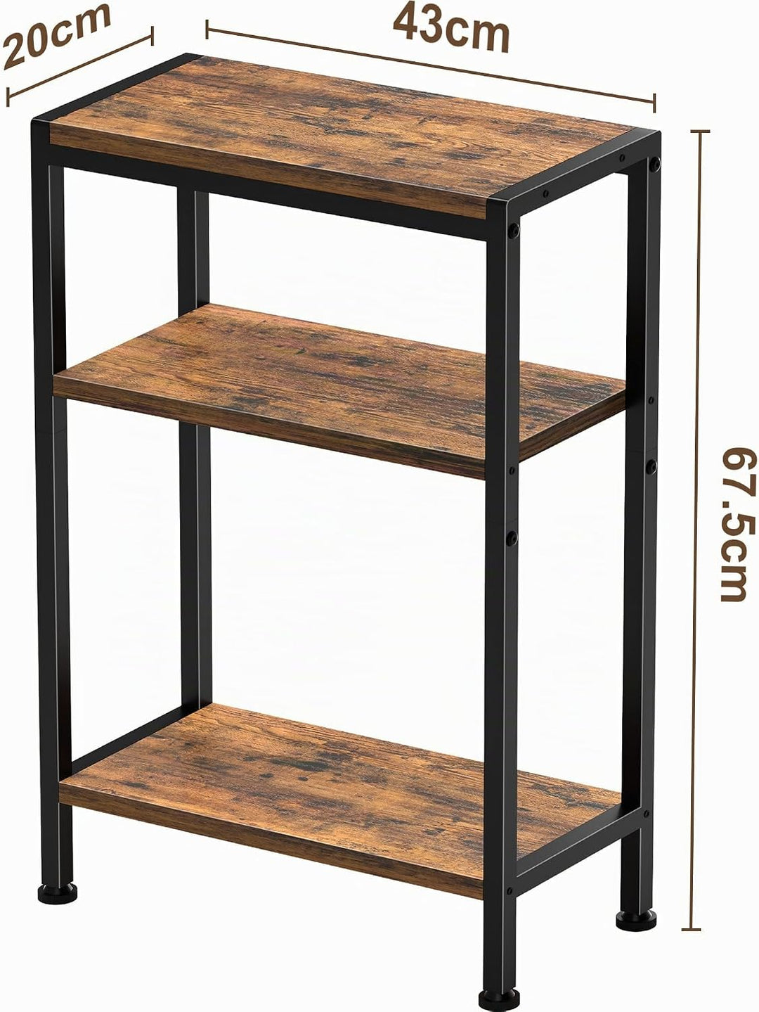 Schmaler Beistelltisch, Nachttisch, Kleiner Tisch, 3 Ablagen Nachttisch Schmal mit Stauraum, sofa be
