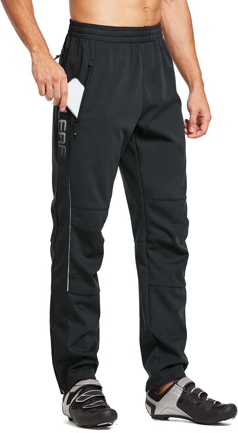 baleaf Herren Fahrradhose Thermo Fleece Radhose Wasserdicht Winddicht Softshellhose Warm Wanderhose
