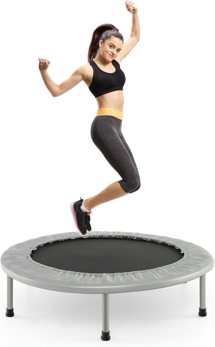 COSTWAY φ97cm Mini Trampolin, Fitness Trampolin faltbar, Kindertrampolin bis 150kg belastbar, Trampo