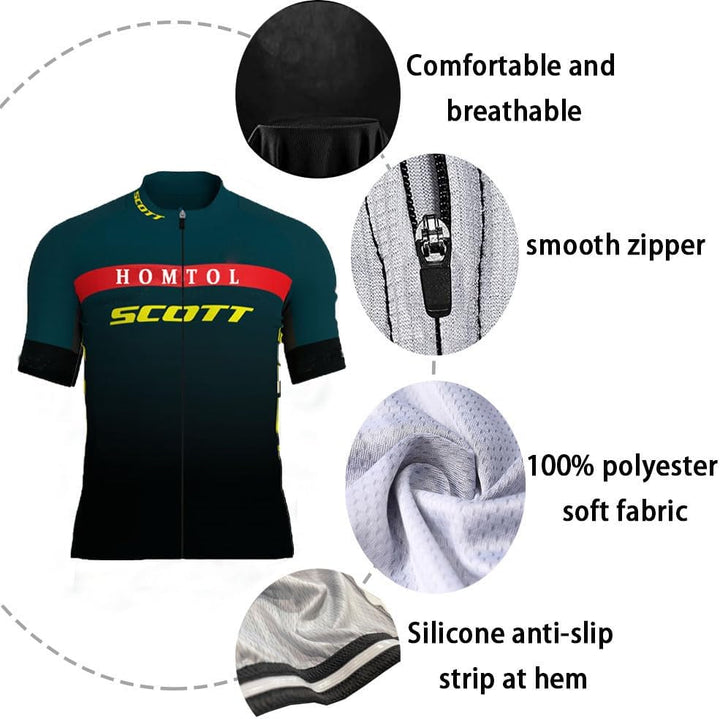HOMTOL Herren Fahrrad Anzüge Kurzarm Fahrrad Trikot set Atmungsaktive Radtrikot Fahrradbekleidung Se