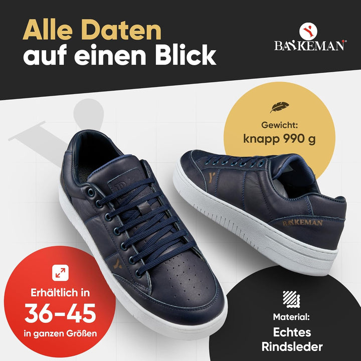 BAYKEMAN - Sneaker aus echtem Leder Unisex für Herren Damen Jungen Mädchen - sehr hochwertige, komfo