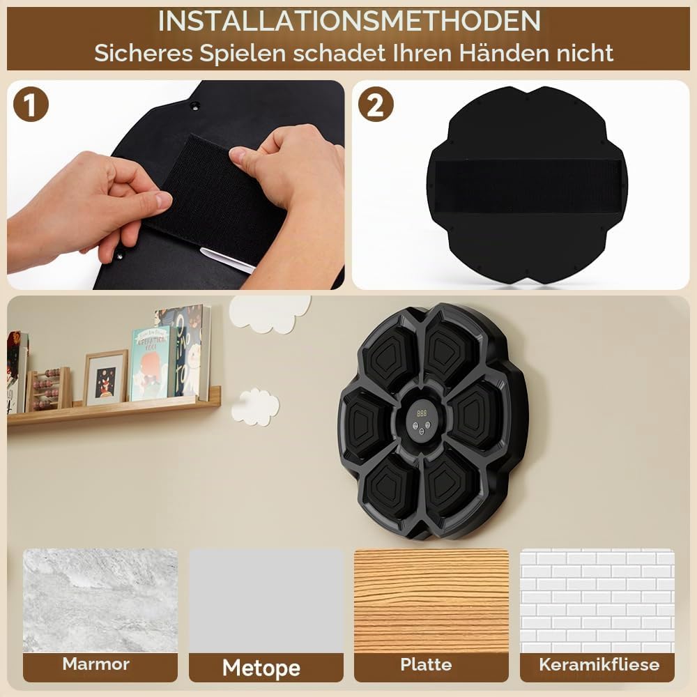Topteng Bluetooth Music Boxing Machine mit 9 Geschwindigkeitsmodi und Zählmodus, Reaktionstraining,