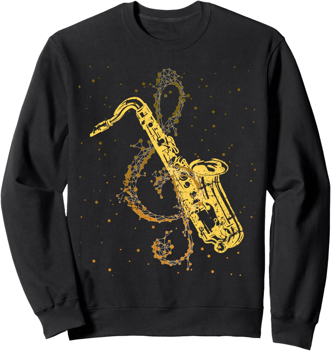Violinschlüssel Jazz Musiker Saxophonist Saxophon Sweatshirt