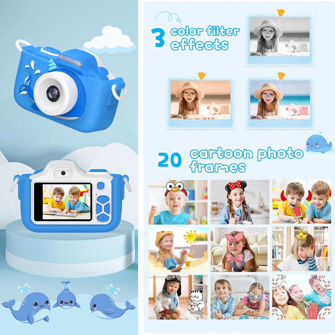 Kriogor Kinder Kamera, Digital Fotokamera Selfie und Videokamera mit 16 MP/Dual Lens/ 2 Inch Bildsch