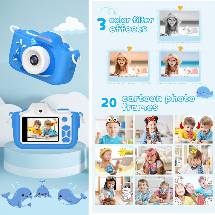 Kriogor Kinder Kamera, Digital Fotokamera Selfie und Videokamera mit 16 MP/Dual Lens/ 2 Inch Bildsch