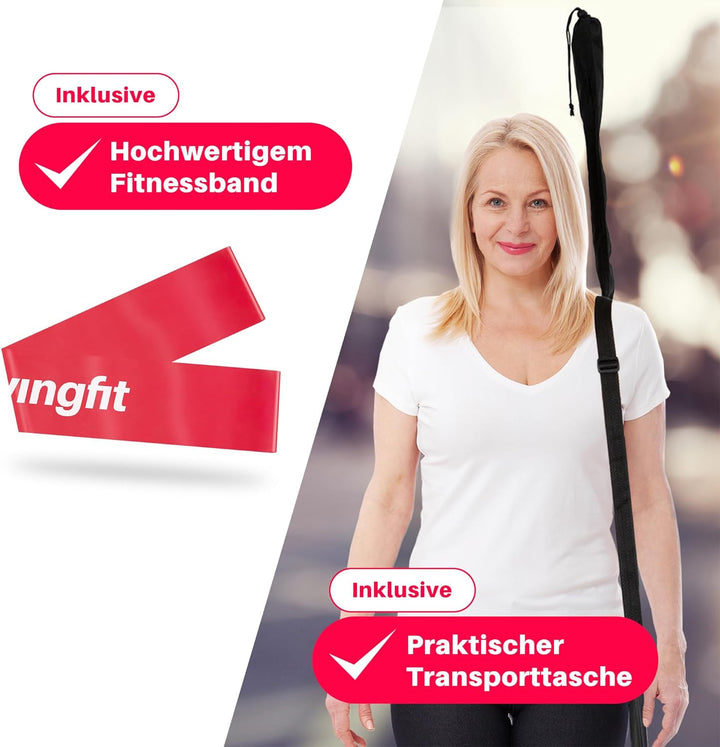 swingfit® Schwingstab inkl. praktischer Tasche & Rücken Trainingsplan - Swingstick für Tiefenmuskula