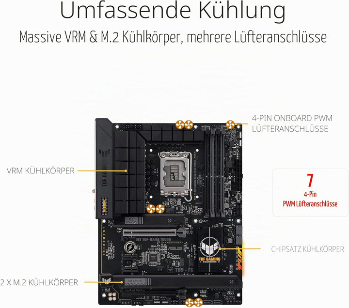 ASUS TUF GAMING B760-PLUS WIFI D4 Mainboard Sockel Intel LGA 1700 (Intel B760, ATX, DDR4 Speicher, P