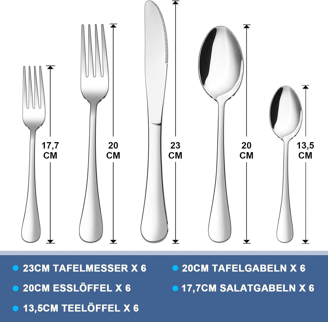 Homikit Besteck Set, 30-teilig Besteckset Essbesteck Set für 6 Personen, Edelstahl poliert Tafelbest
