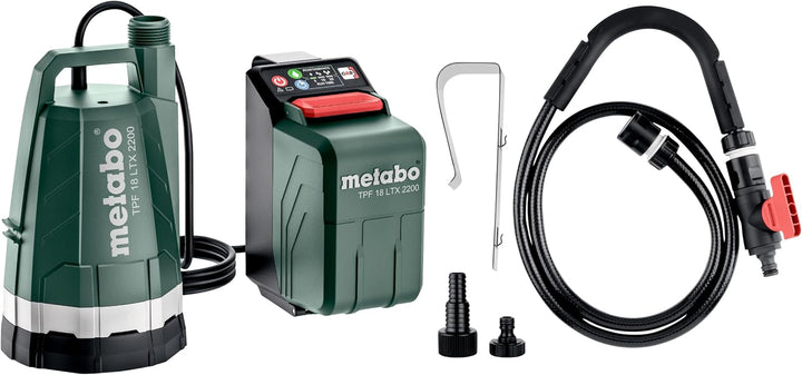 Metabo Akku-Tauch- und Regenfasspumpe TPF 18 LTX 2200 (18 V, Max. Förderhöhe 22 m, Fördermenge 2200