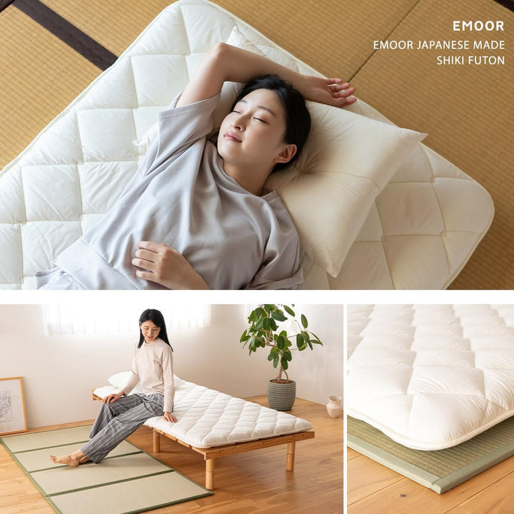 EMOOR Japanische Futon Matratze Premium CLASSE 160 x 200 cm, Faltbar Schlaf Traditionelle Boden Bett