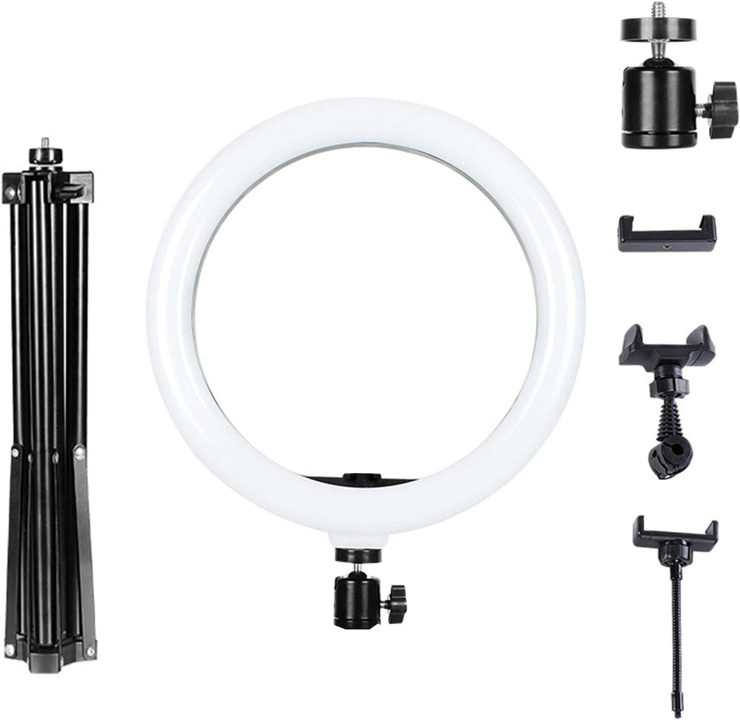 D94DS 10" Ringlicht mit Stativ und Handyhalter, Dimmbares LED Licht mit 3 Farbmodi und 10 Helligkeit