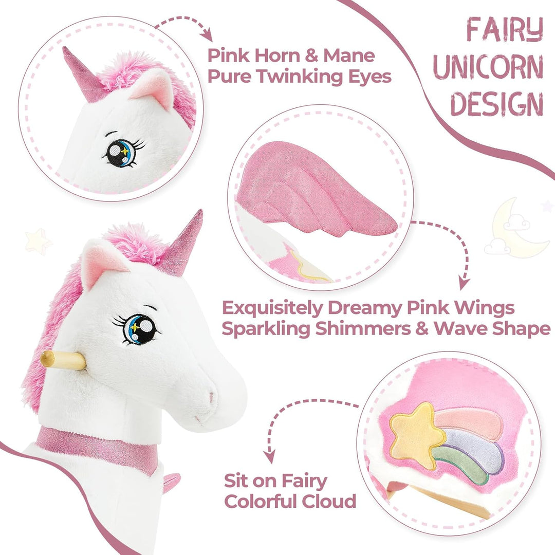 FUNLIO Einhorn-Schaukelpferd für Babys, Regenbogenfee-Einhorn-Schaukelpferd für Kleinkinder 1-3 Jahr