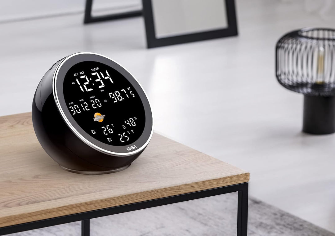 NASA - Wetterstation und Bluetooth-Lautsprecher WSP1500 Schwarz - 2 Aussensensoren - Lieferung mit N