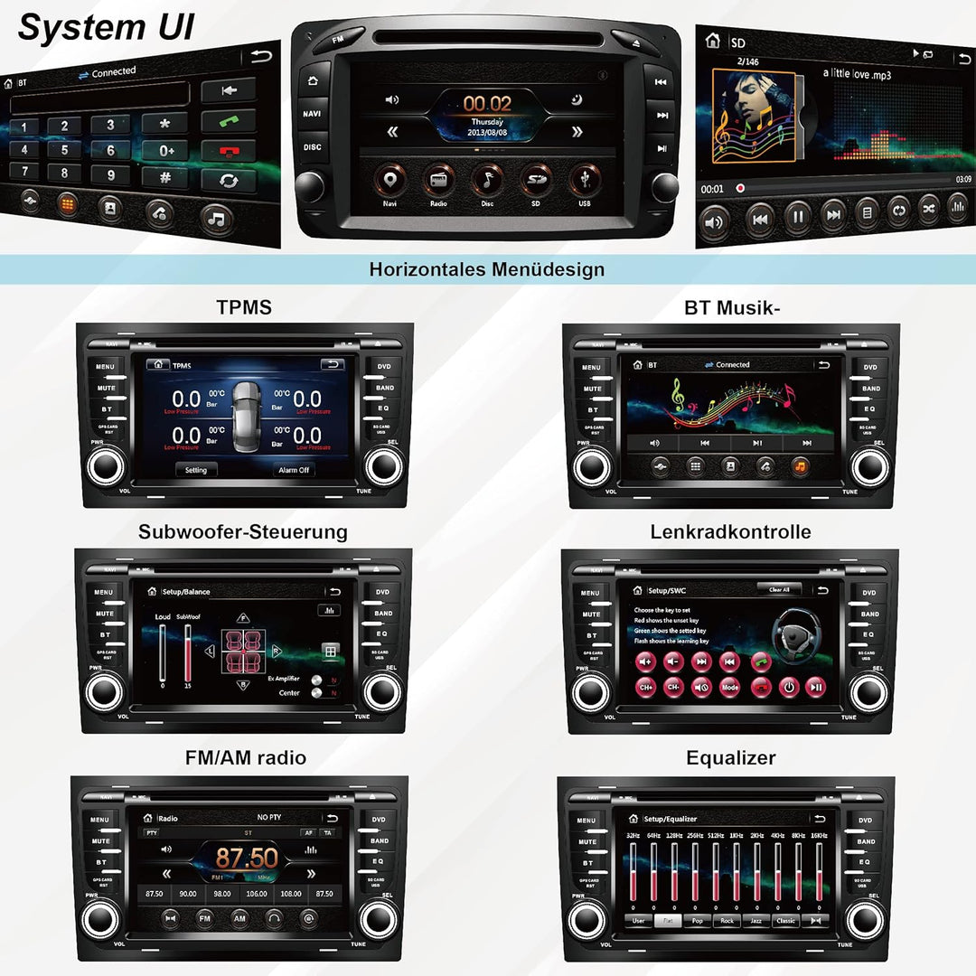 Amaseaudio Wince Autoradio, 2 Din, Kompatibel mit Audi A4 S4 RS4 2002-2007, 7" Touchscreen, Eingebau