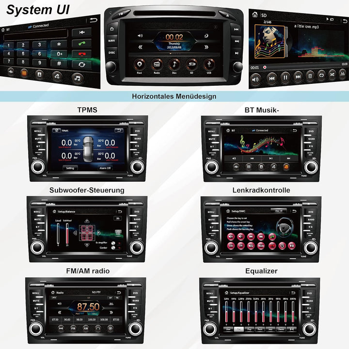 Amaseaudio Wince Autoradio, 2 Din, Kompatibel mit Audi A4 S4 RS4 2002-2007, 7" Touchscreen, Eingebau