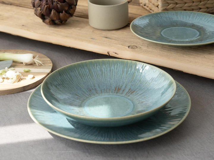 CreaTable, 10688, Serie Sea Breeze Green, Geschirrset, Teller Set 18 teilig Teller Set Grün, Teller