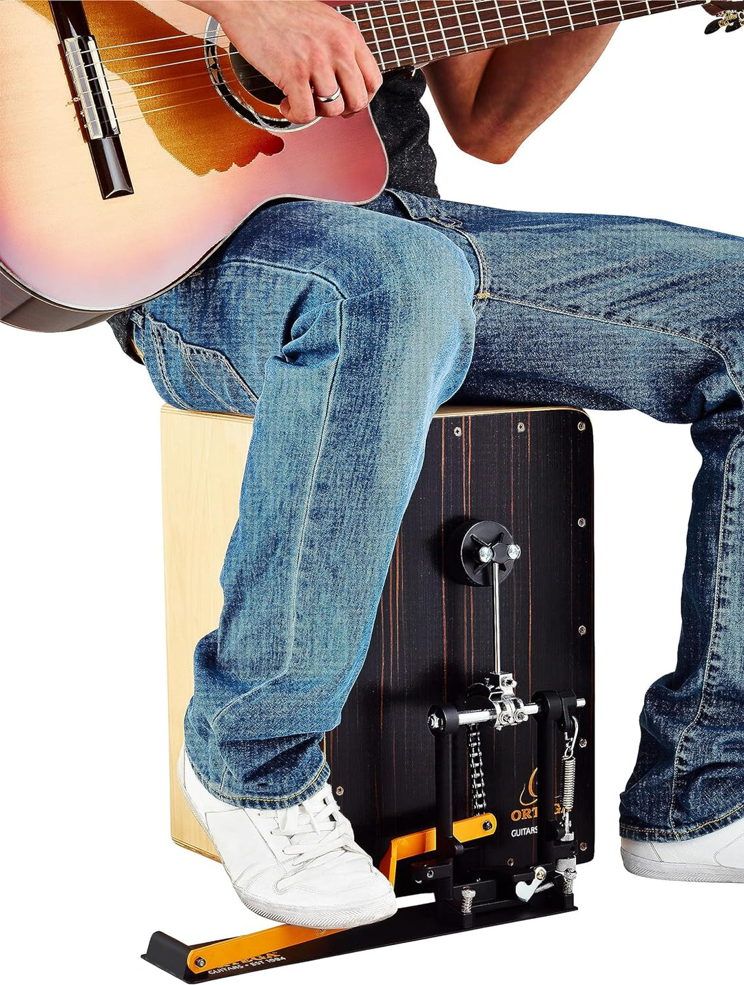 Ortega Guitars Cajon Pedal Rechts – Percussion Series – Metall Pedal mit Schaumstoffschläger für Tro