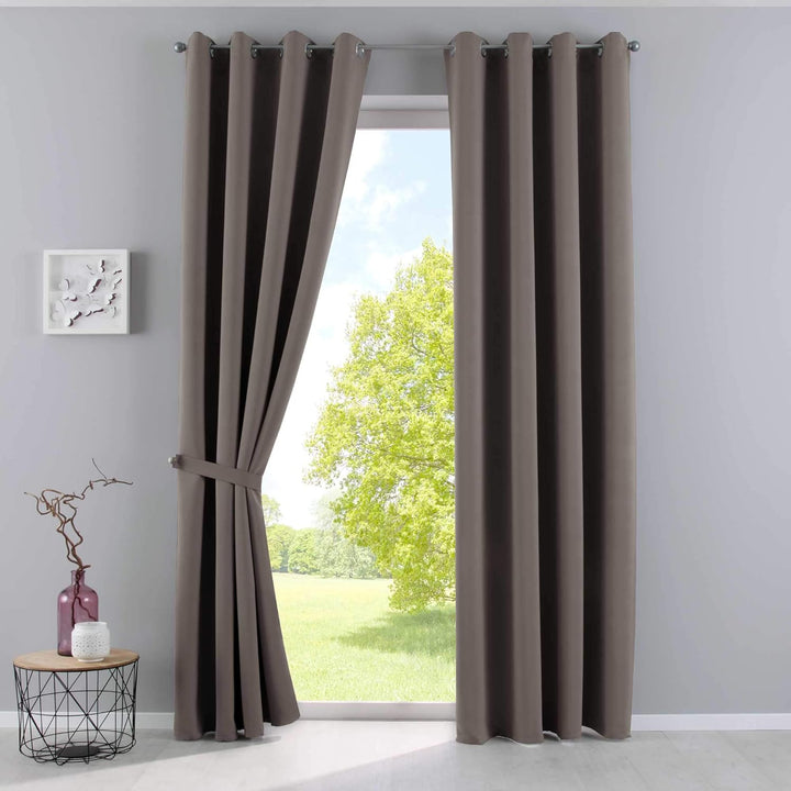 Gardinenbox Vorhänge Blickdicht »Newyork« Taupe HxB 225x295 cm 2er-Pack Thermo-Gardinen Verdunkelung