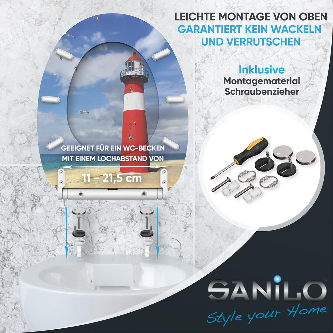 Sanilo WC-Sitz mit Absenkautomatik I Hochwertiger Toilettensitz aus Holz I Toilettendeckel in versch
