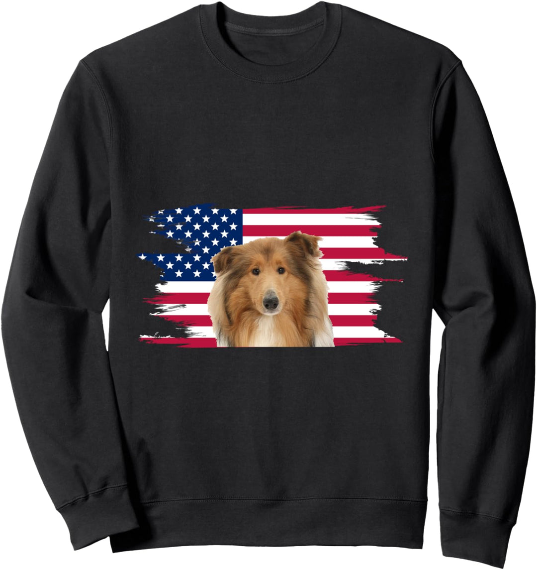 American Flag Dog Collie Sweatshirt