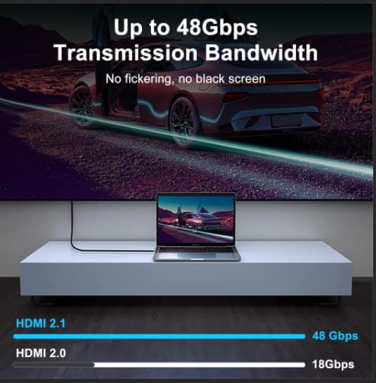 Ultradünnes 8K HDMI Winkelstecker 2.1 90 Grad Nach Oben Gewinkeltes Kabel 2M, Flexibles Schlankes ka