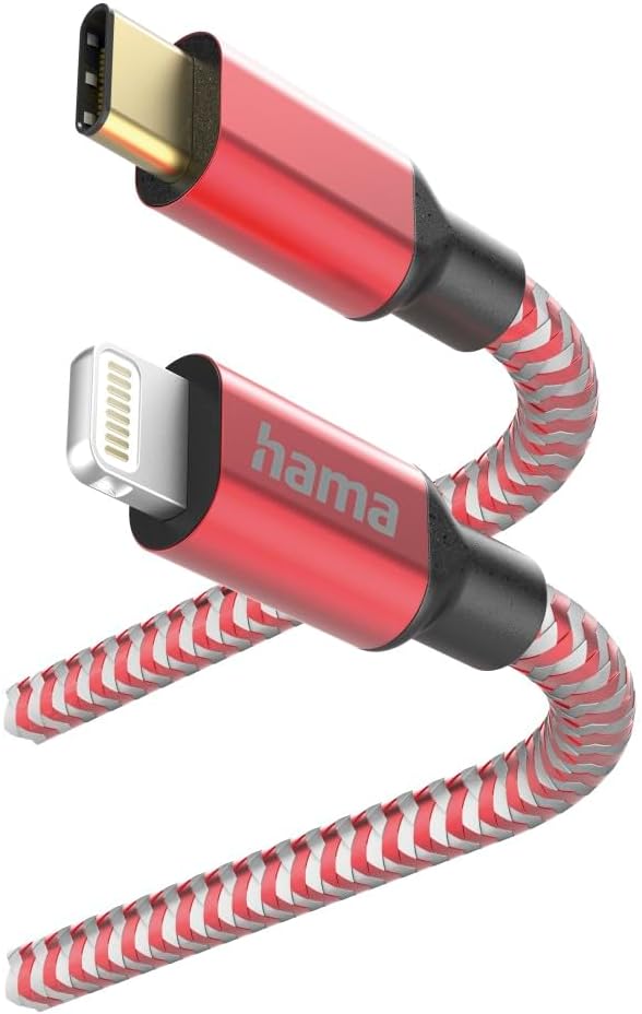 Hama Ladekabel „Reflective“ USB C auf Lightning, Nylon, 1,5m (iPhone Ladekabel, Lightning Kabel, iPh