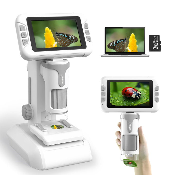 Mikroskop für Kinder, Digitales Mikroskop mit 4 Zoll LCD-Display und 1600X Grosse Vergrösserung, Mic