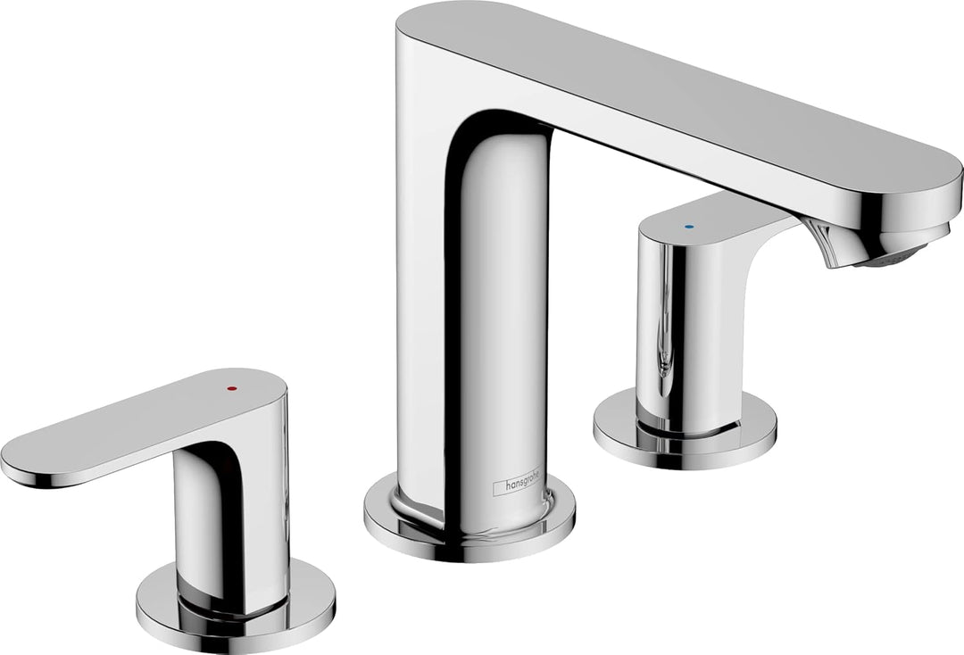 hansgrohe 3-Loch Waschtischarmatur Rebris S, Wasserhahn Bad mit Auslauf Höhe 110 mm, mit Zugstange,