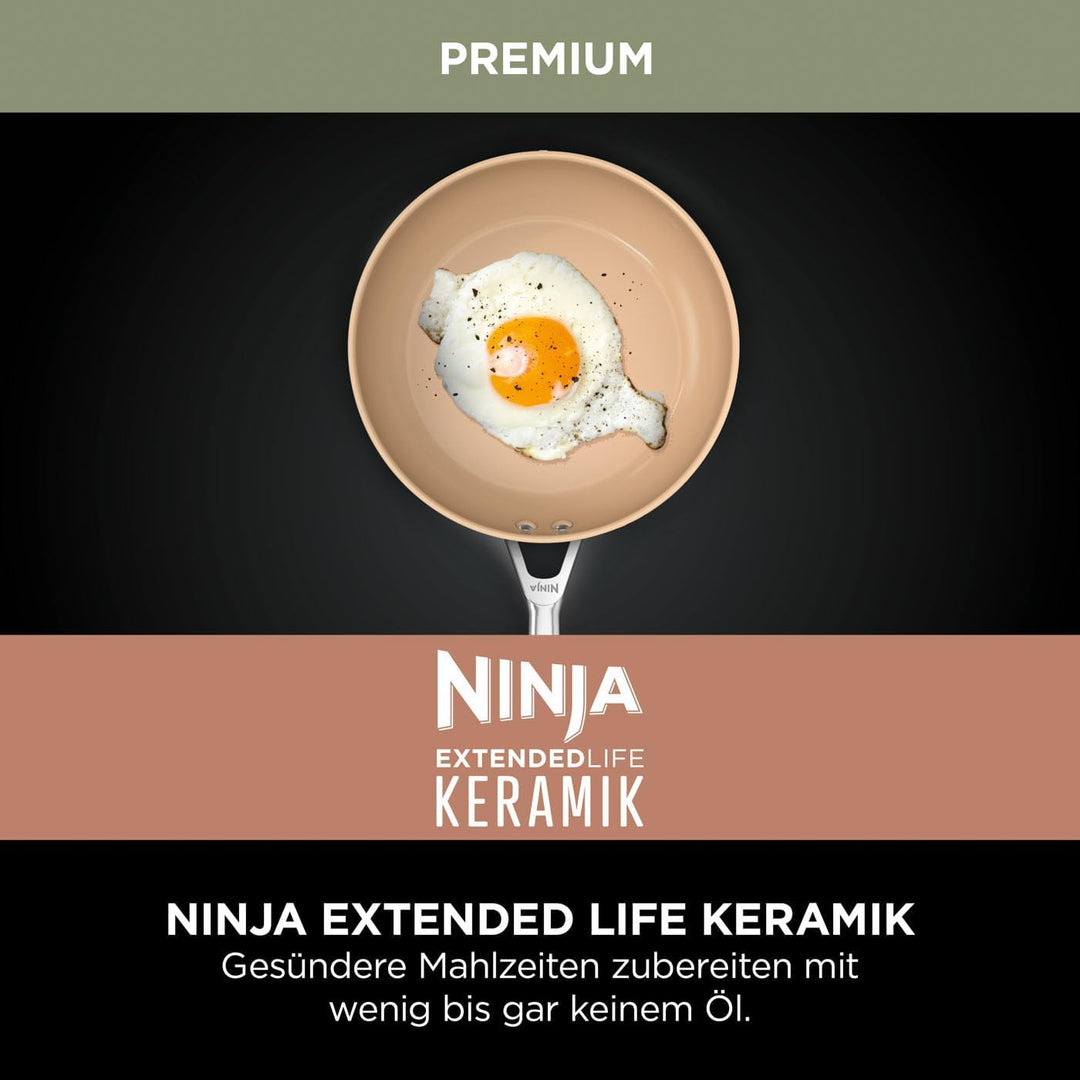 Ninja Extended Life Keramic Kochset 5-teilig (20 & 24 cm Sauteuse + 16, 18 & 20 cm Töpfe & Deckel),