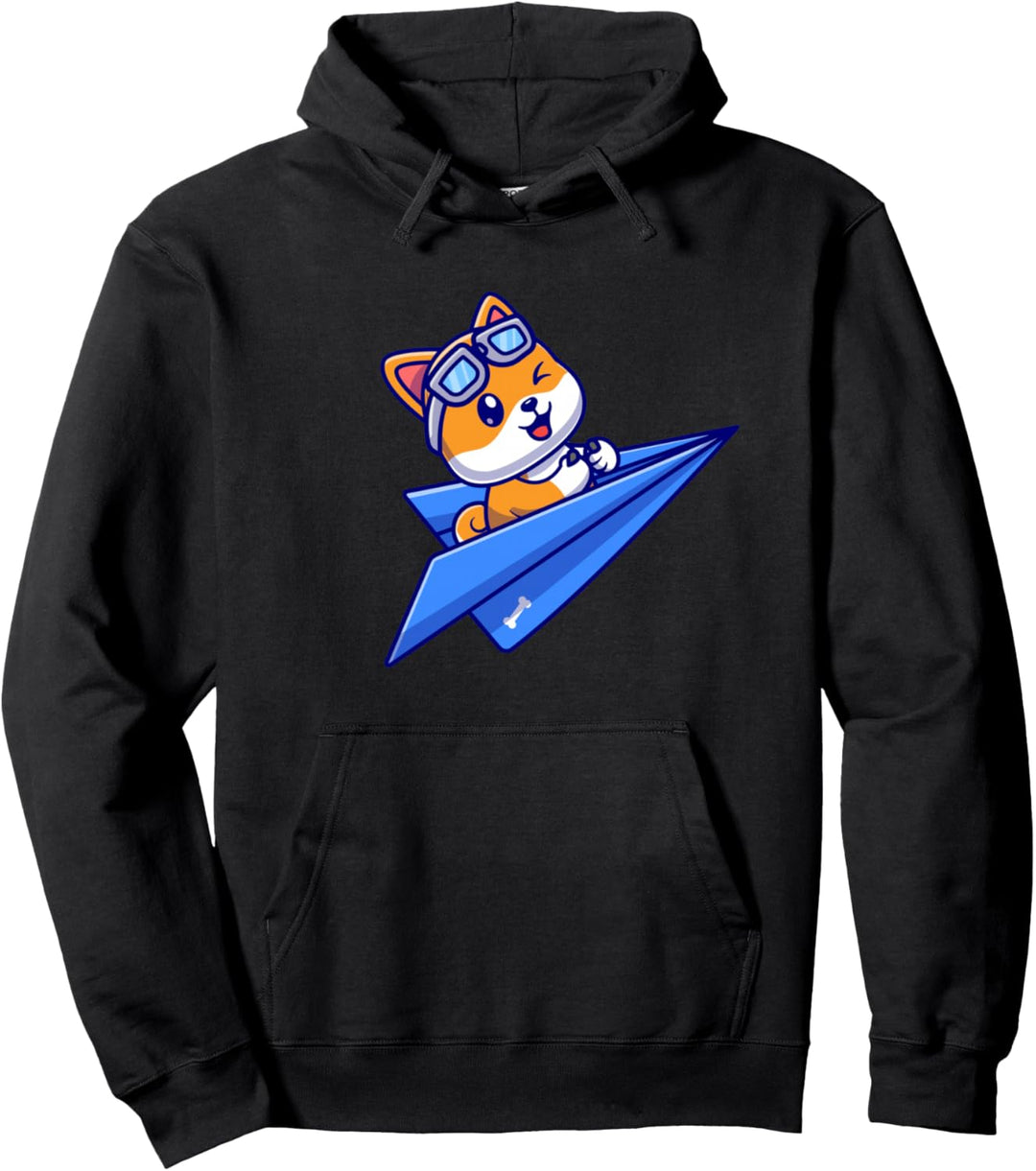 Fliegender Hund Papierflugzeug Grafikdruck Geschenk für Männer Frauen Kinder Pullover Hoodie