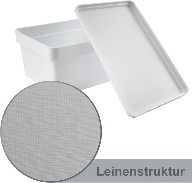 3x Ordnungsbox mit Deckel - stapelbar - weiss - DINA4-Format - 12 cm hoch | 36,5x26x12 cm - 11 Liter