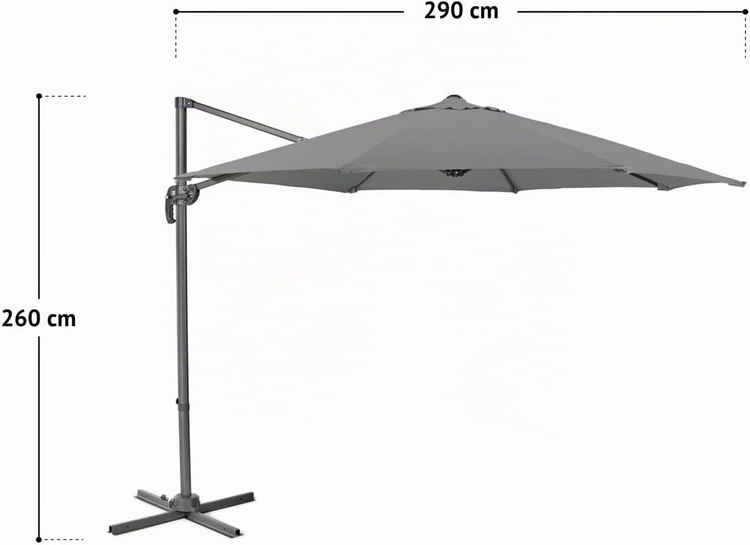SVITA Sonnenschirm Ø 300 cm Aluminium-Ampelschirm mit Ständer und Kurbel, 360° Hebel-Konstruktion, k