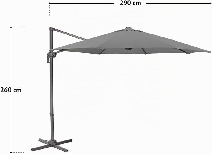 SVITA Sonnenschirm Ø 300 cm Aluminium-Ampelschirm mit Ständer und Kurbel, 360° Hebel-Konstruktion, k